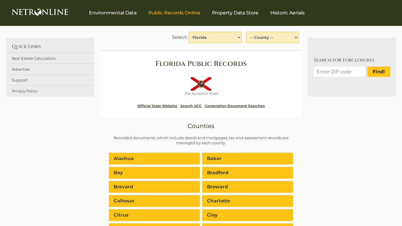 Florida Public Records Online Directory - NETROnline.com